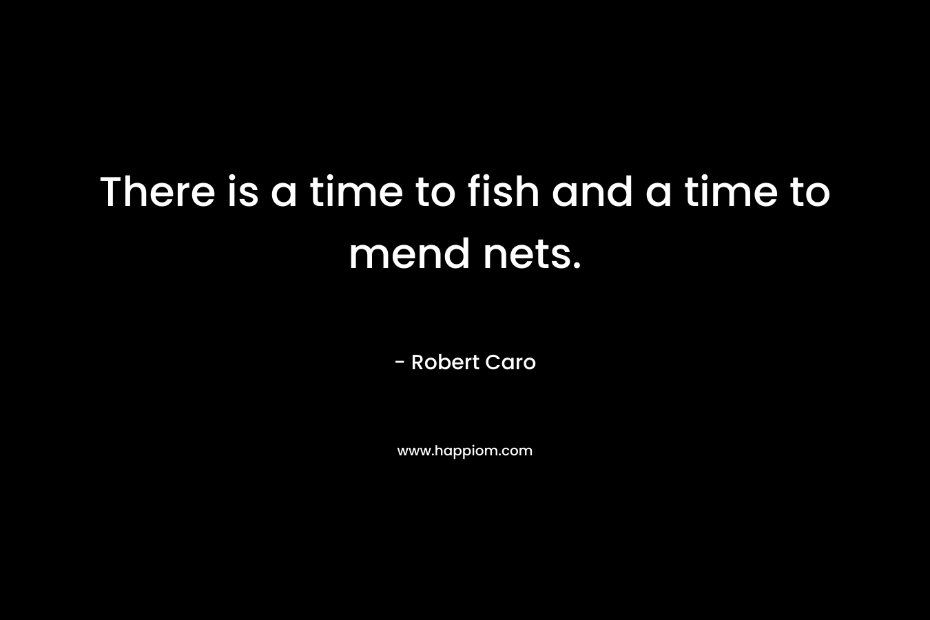 There is a time to fish and a time to mend nets. – Robert Caro