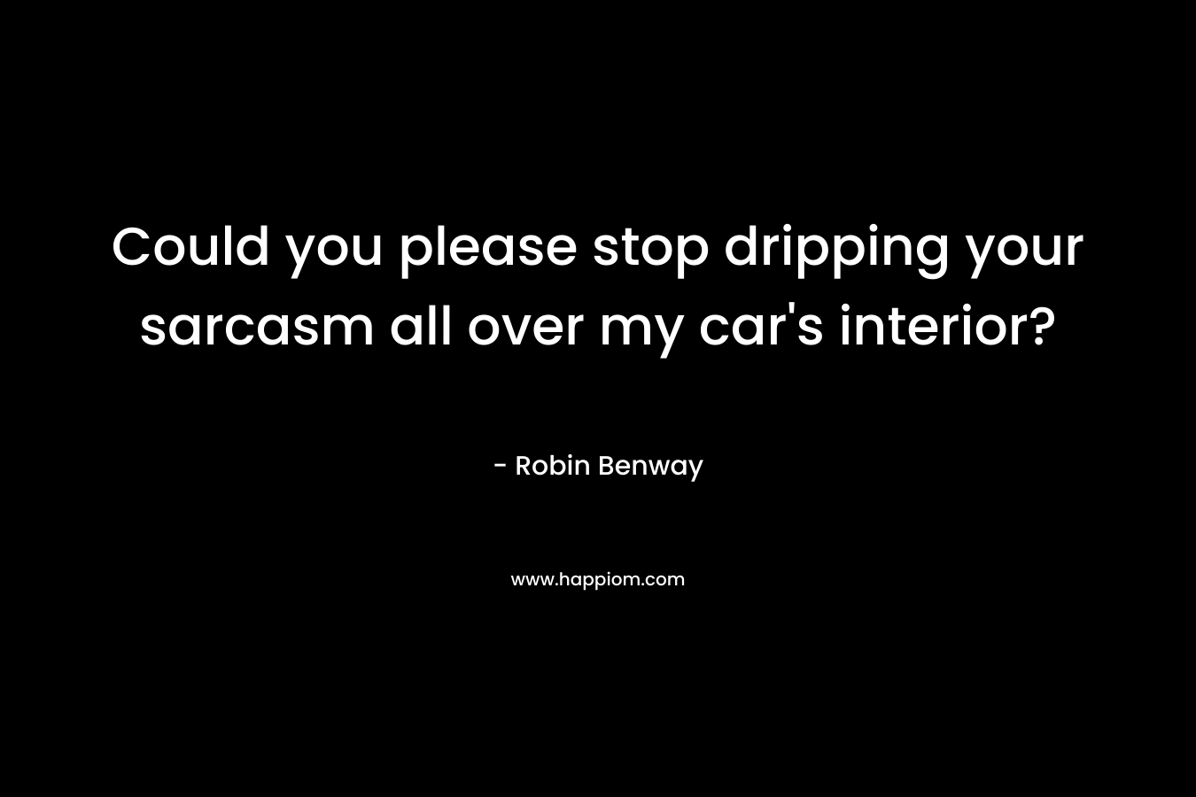 Could you please stop dripping your sarcasm all over my car’s interior? – Robin Benway