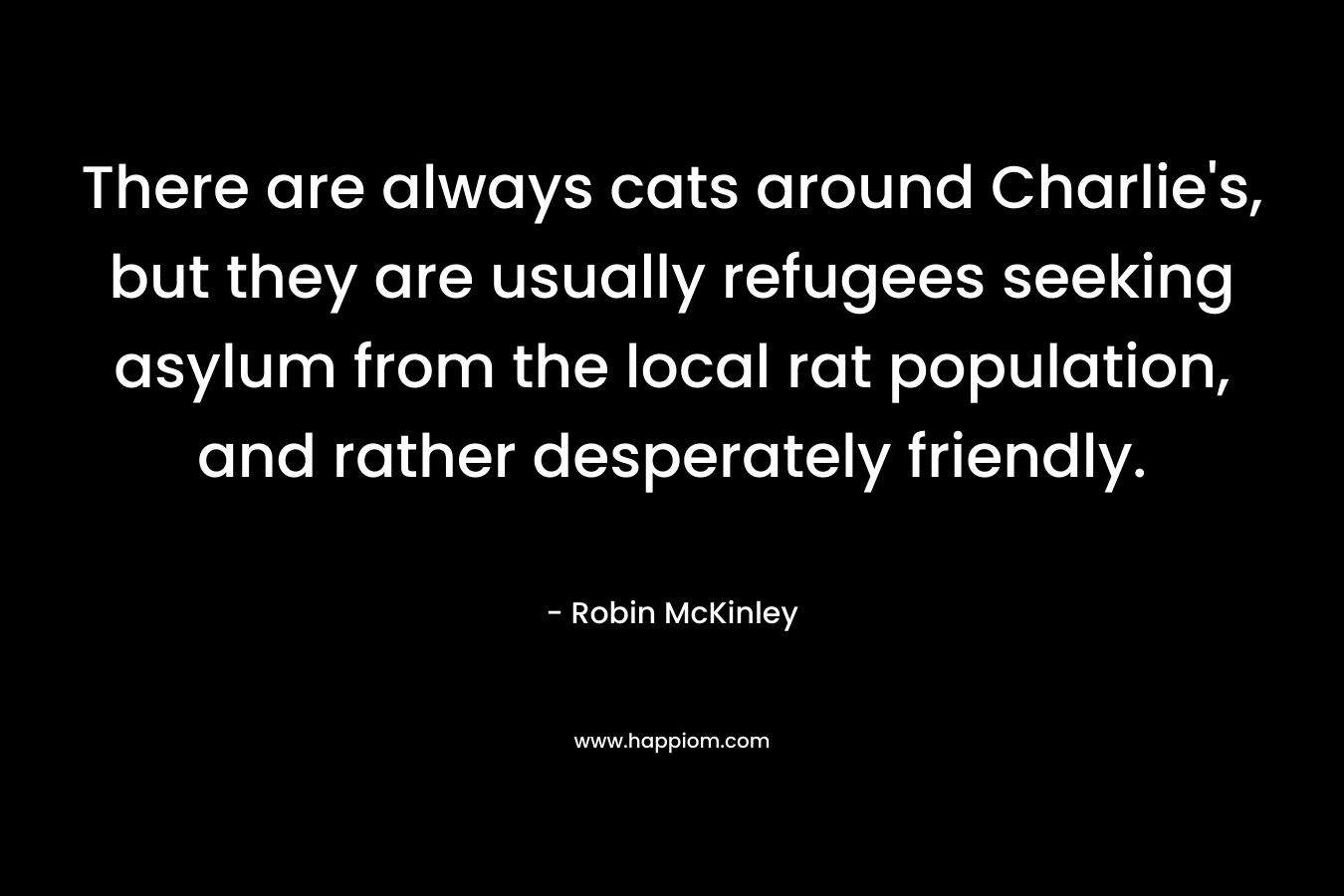There are always cats around Charlie’s, but they are usually refugees seeking asylum from the local rat population, and rather desperately friendly. – Robin McKinley