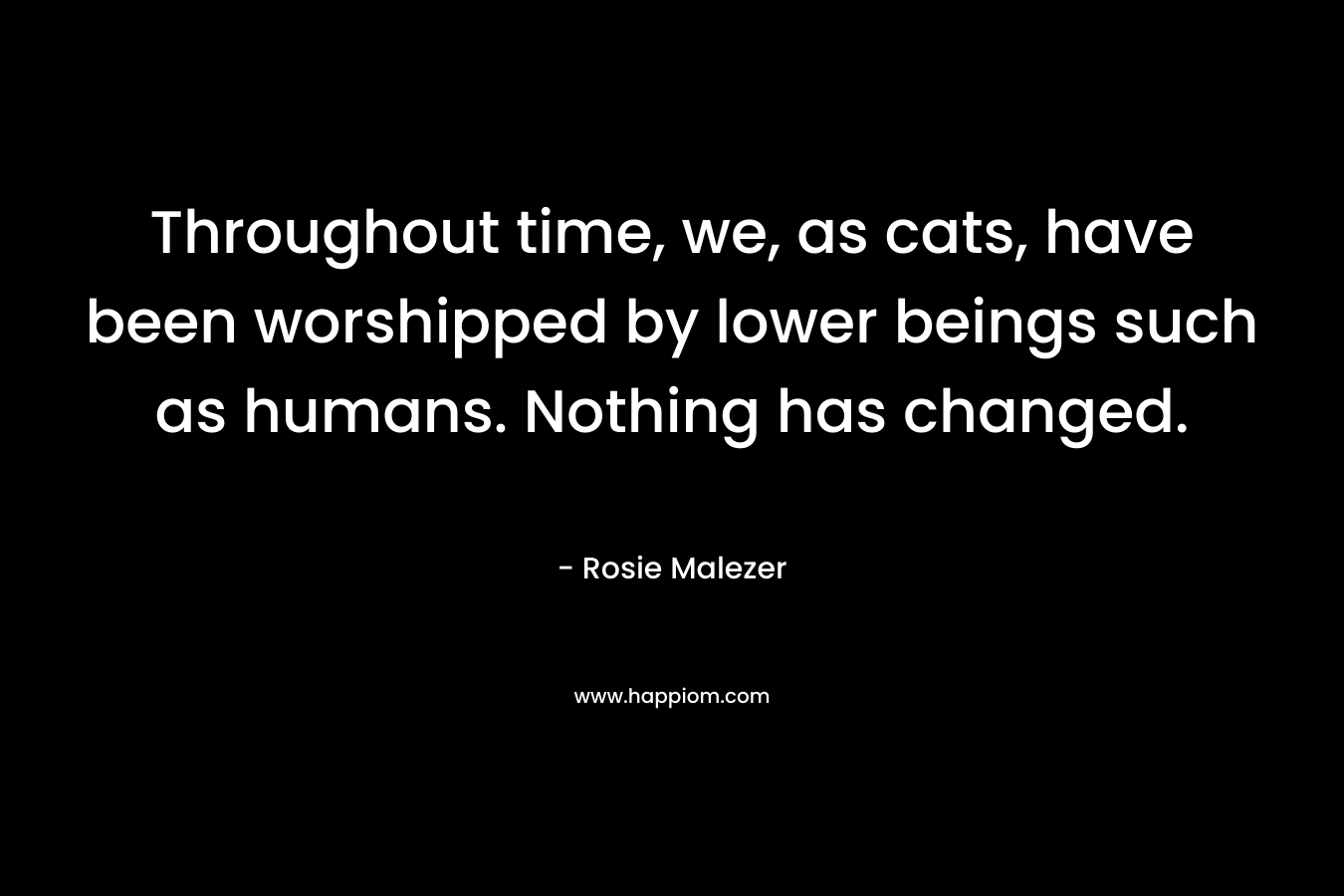 Throughout time, we, as cats, have been worshipped by lower beings such as humans. Nothing has changed. – Rosie Malezer