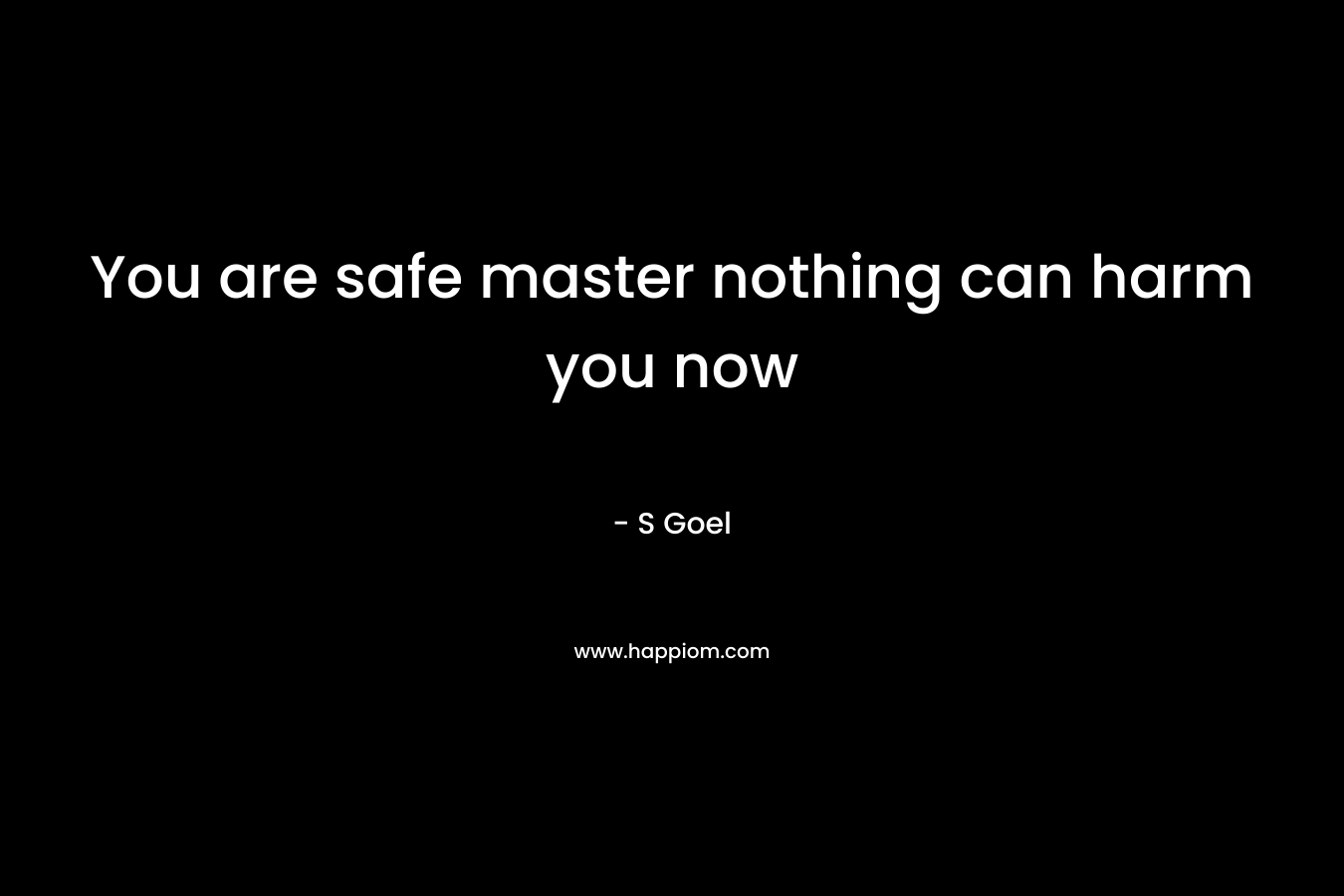 You are safe master nothing can harm you now – S  Goel