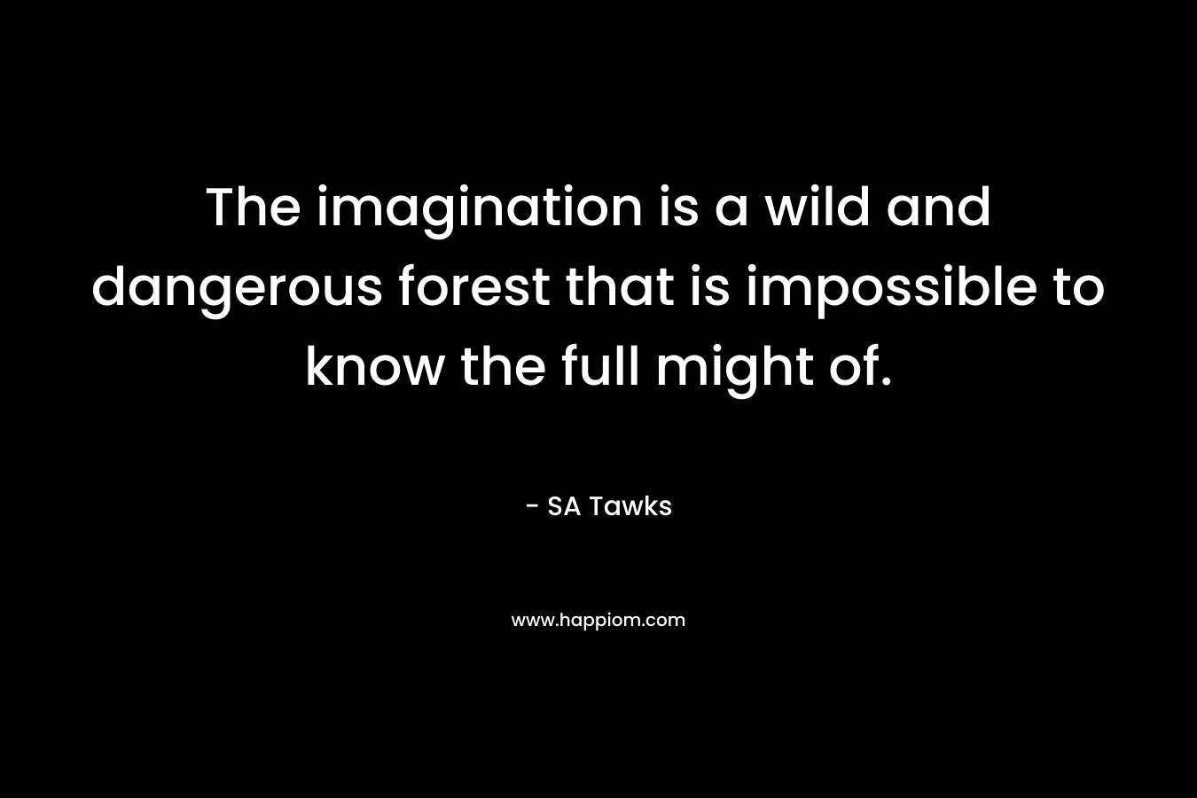 The imagination is a wild and dangerous forest that is impossible to know the full might of. – SA Tawks