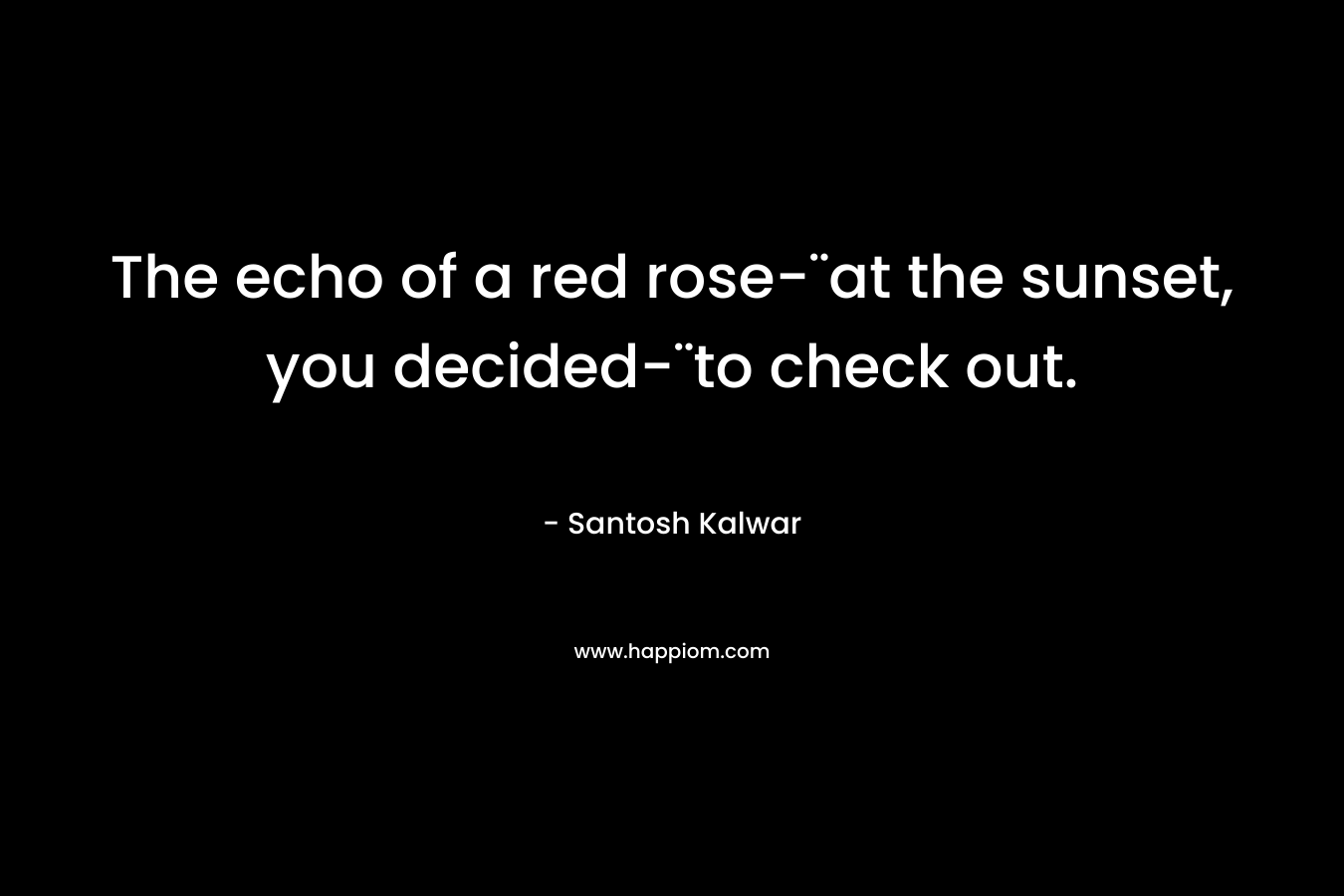 The echo of a red rose-¨at the sunset, you decided-¨to check out.