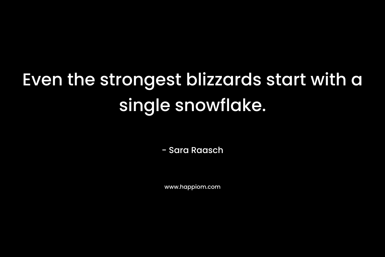 Even the strongest blizzards start with a single snowflake. – Sara Raasch