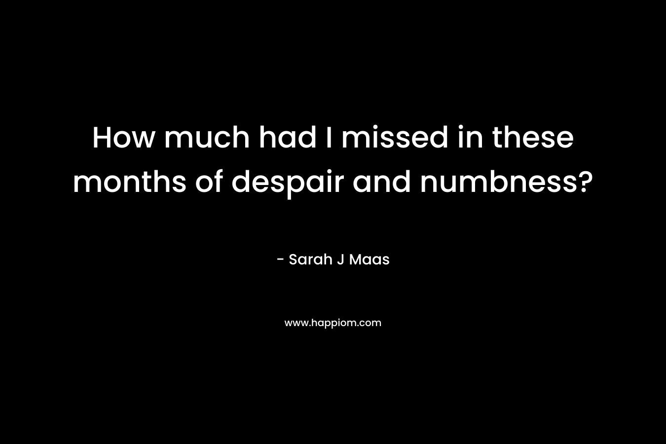 How much had I missed in these months of despair and numbness? – Sarah J Maas