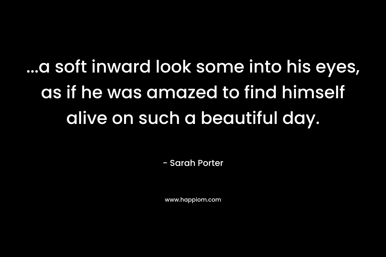 …a soft inward look some into his eyes, as if he was amazed to find himself alive on such a beautiful day. – Sarah  Porter
