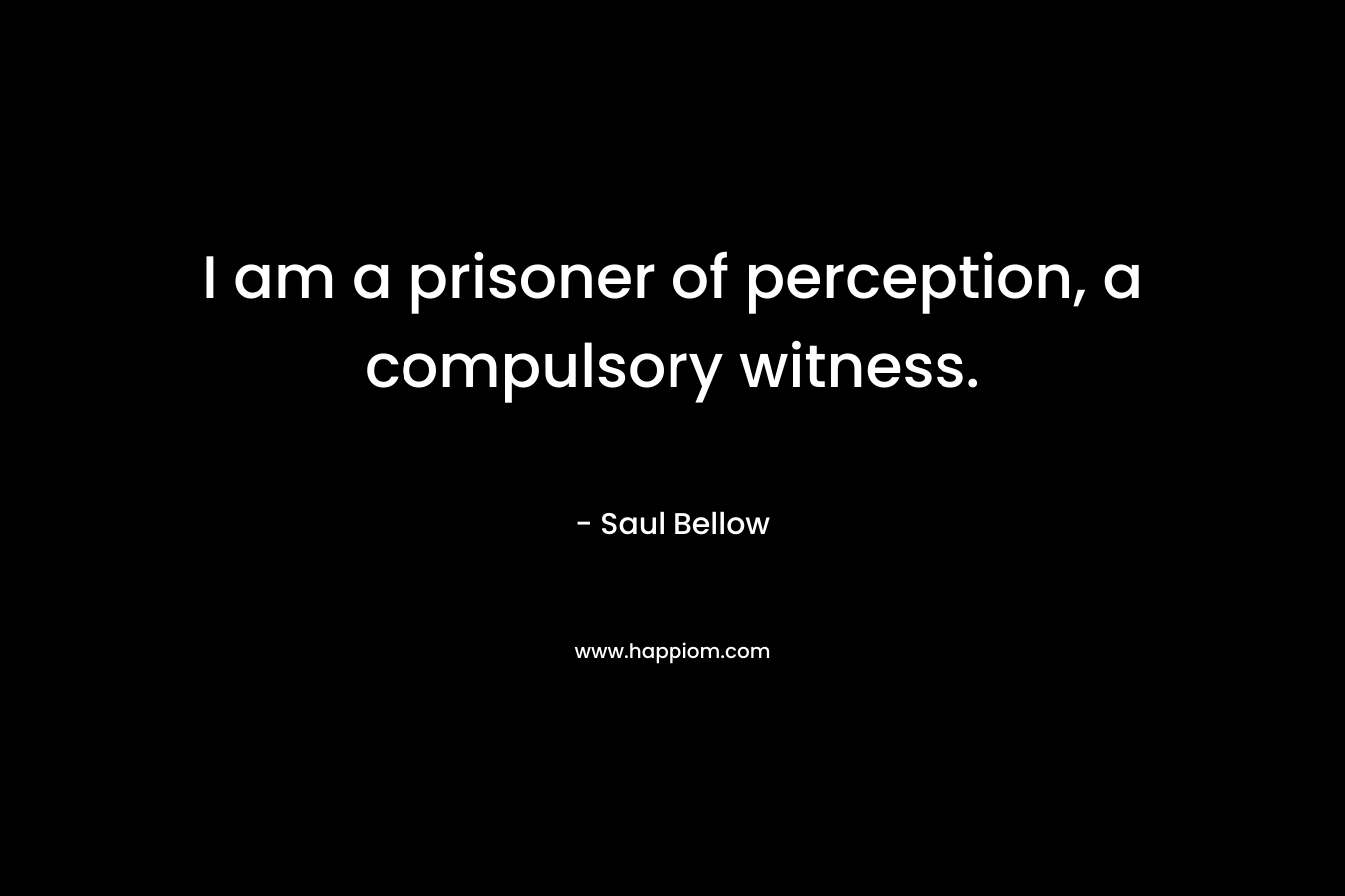 I am a prisoner of perception, a compulsory witness. – Saul Bellow