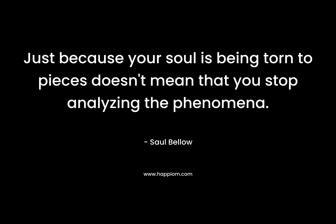 Just because your soul is being torn to pieces doesn't mean that you stop analyzing the phenomena.