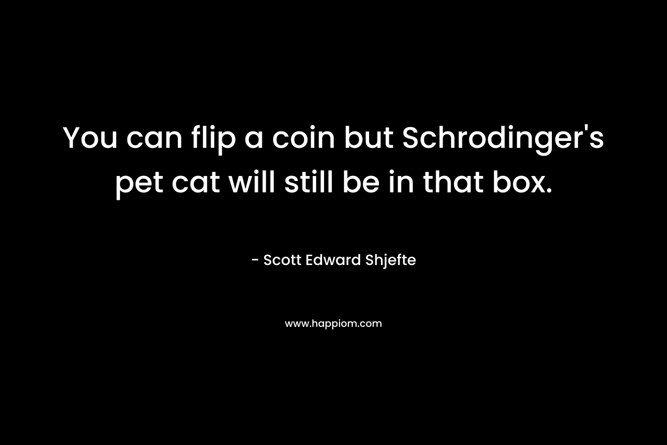 You can flip a coin but Schrodinger’s pet cat will still be in that box. – Scott Edward Shjefte