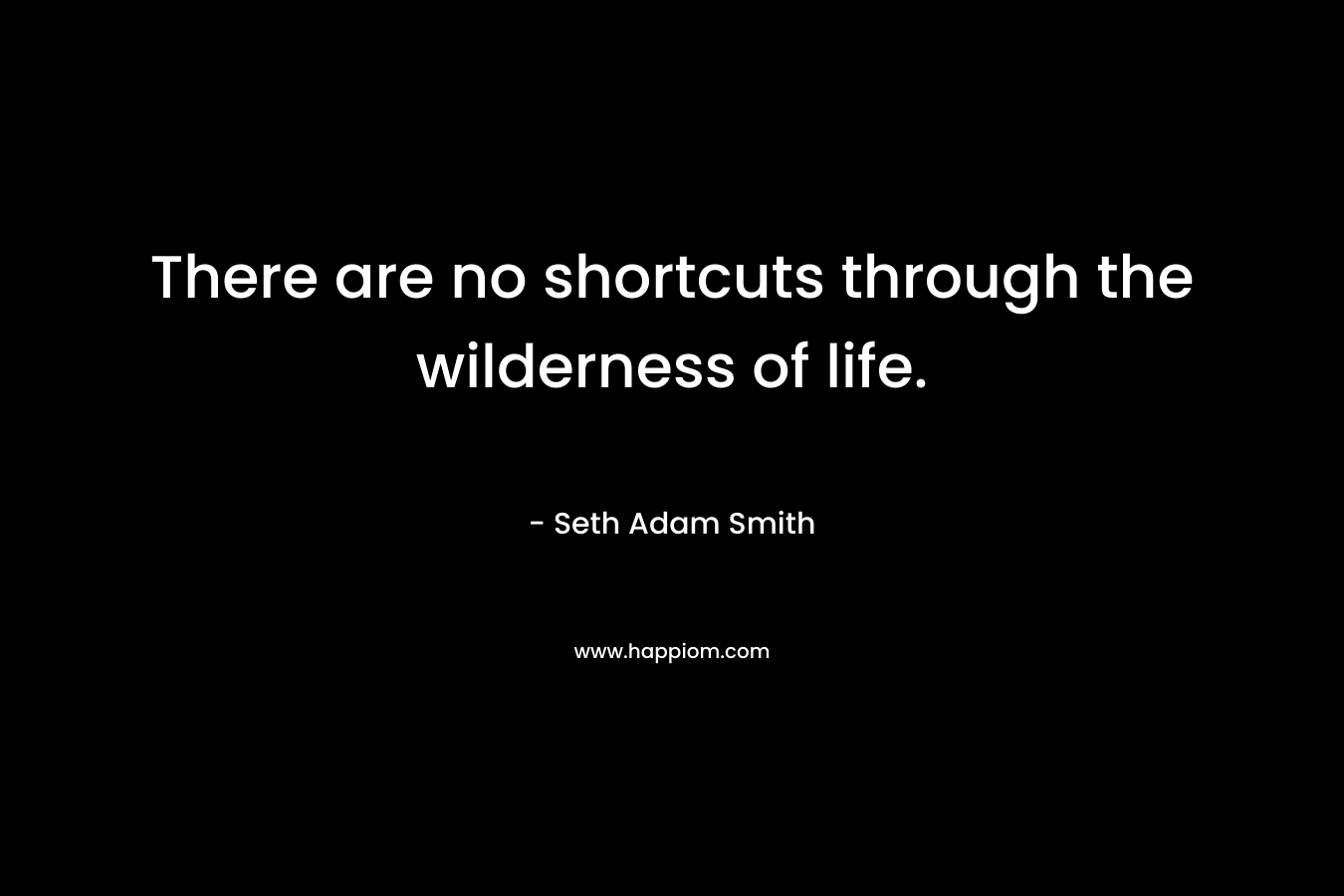 There are no shortcuts through the wilderness of life. – Seth Adam Smith