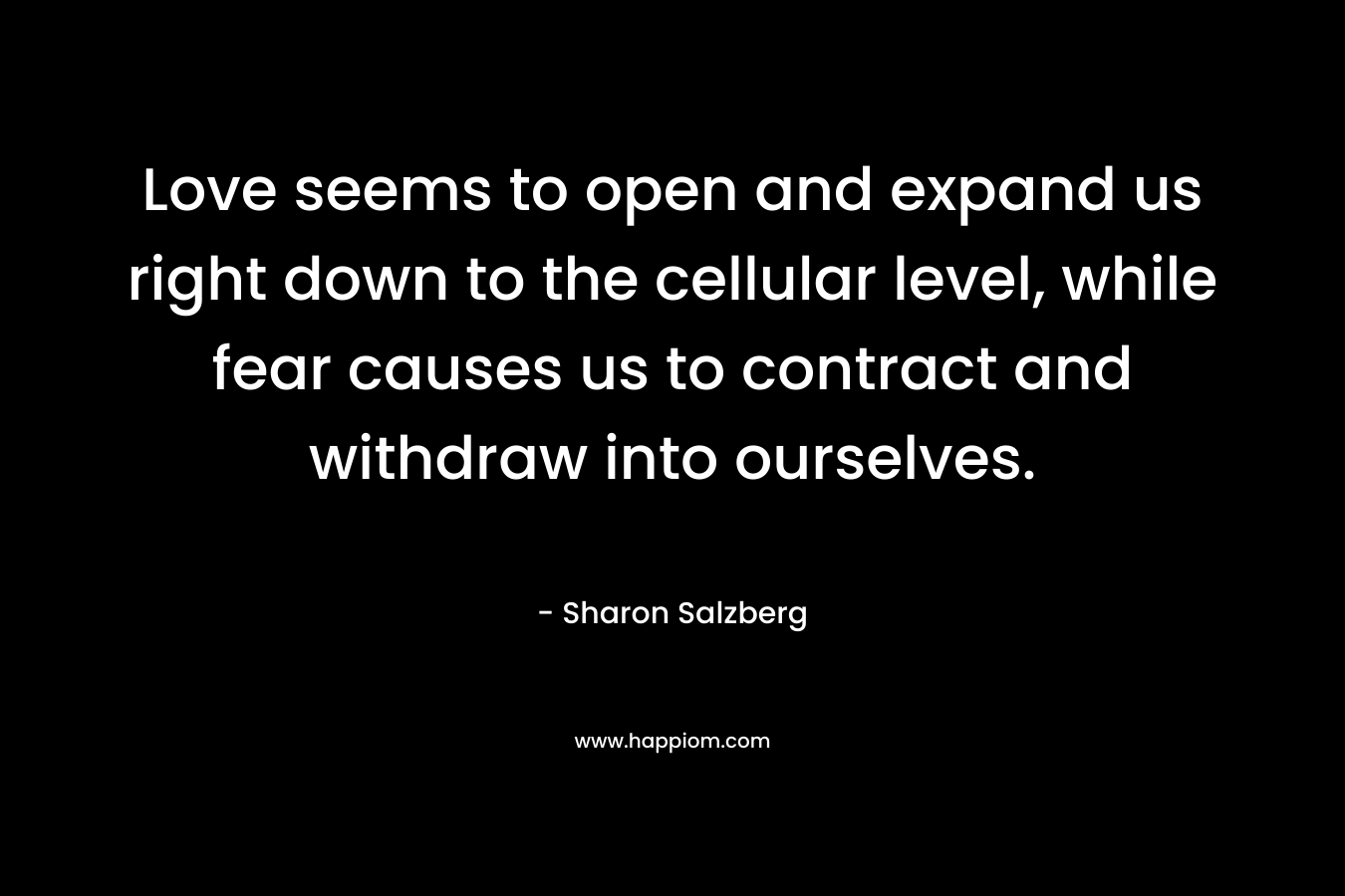 Love seems to open and expand us right down to the cellular level, while fear causes us to contract and withdraw into ourselves.