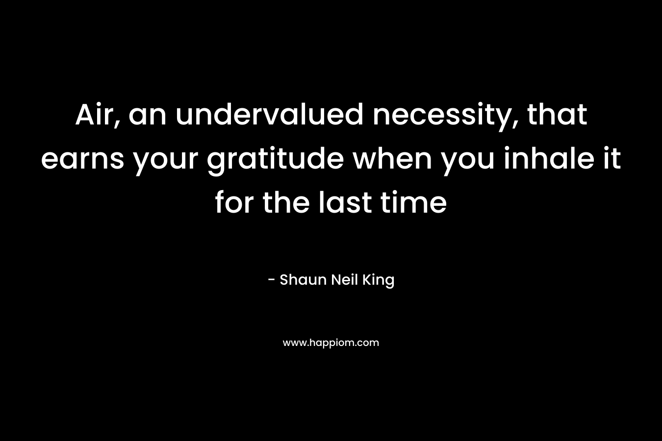Air, an undervalued necessity, that earns your gratitude when you inhale it for the last time – Shaun Neil King