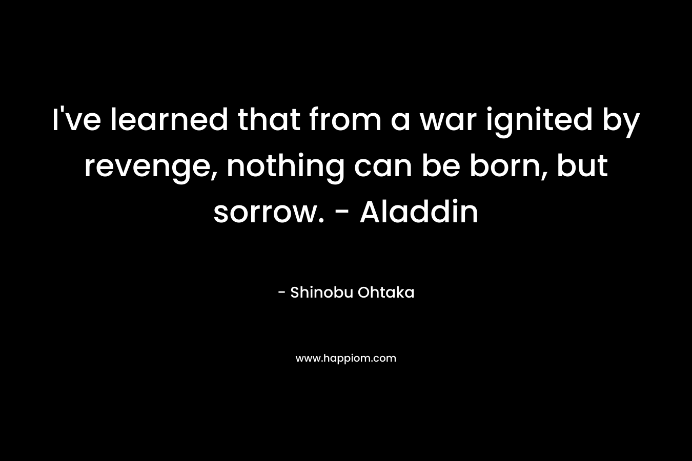 I've learned that from a war ignited by revenge, nothing can be born, but sorrow. - Aladdin