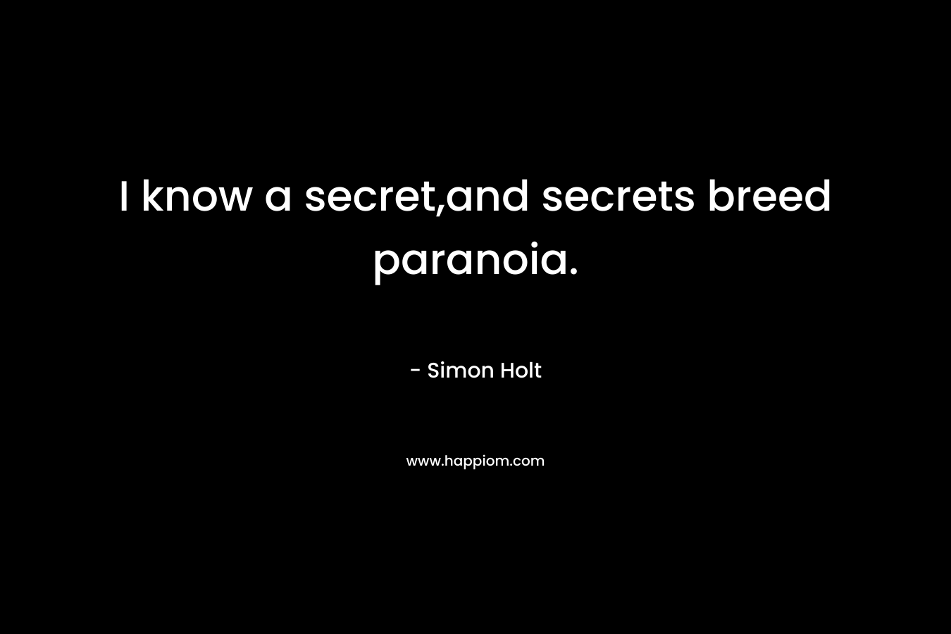 I know a secret,and secrets breed paranoia. – Simon Holt