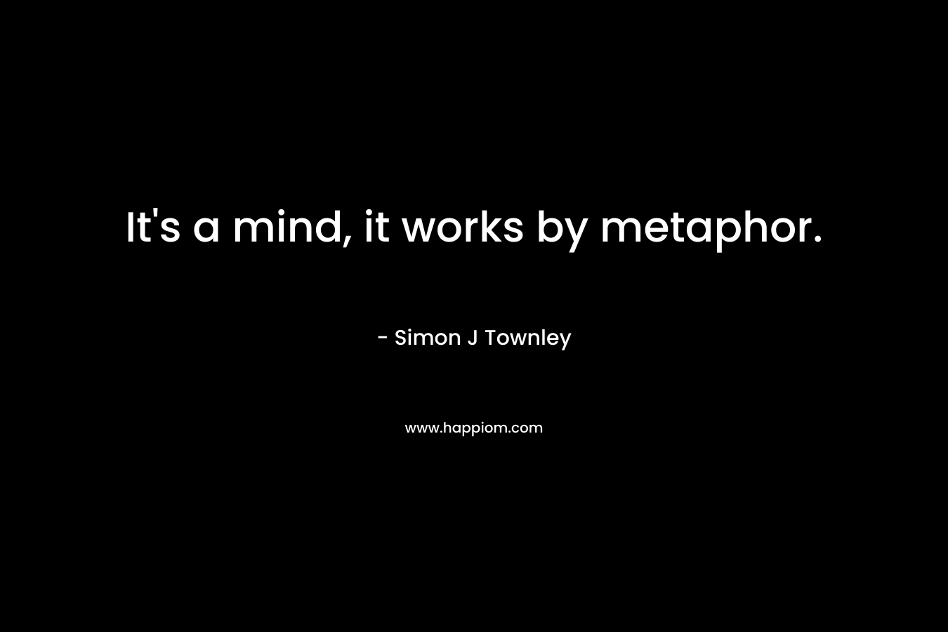 It’s a mind, it works by metaphor. – Simon J Townley