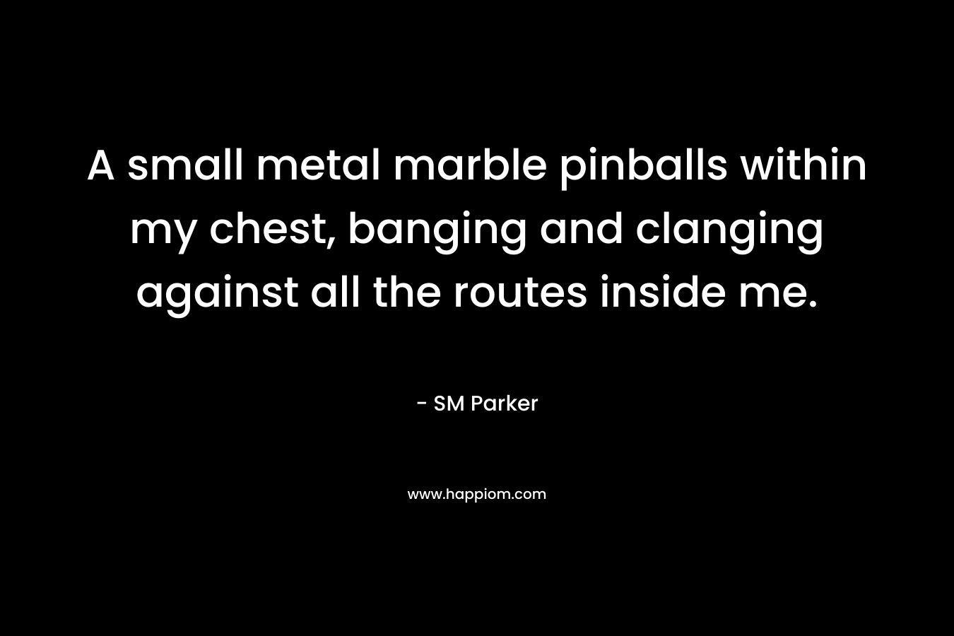 A small metal marble pinballs within my chest, banging and clanging against all the routes inside me. – SM Parker
