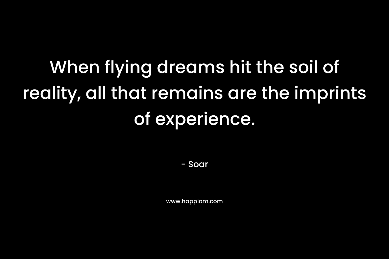 When flying dreams hit the soil of reality, all that remains are the imprints of experience. – Soar