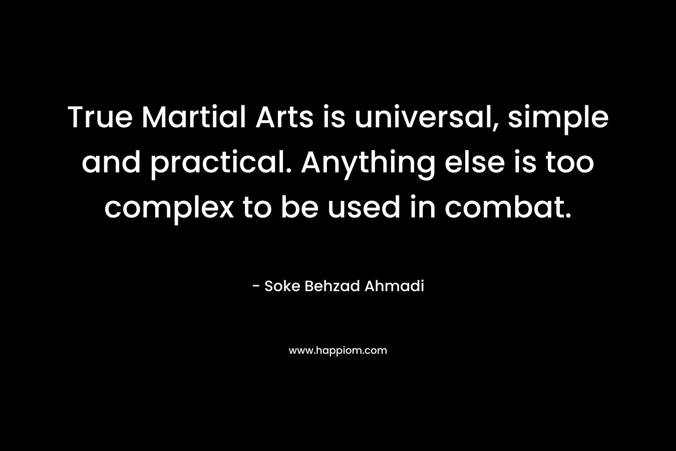 True Martial Arts is universal, simple and practical. Anything else is too complex to be used in combat.