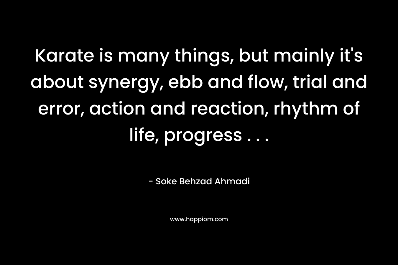 Karate is many things, but mainly it’s about synergy, ebb and flow, trial and error, action and reaction, rhythm of life, progress . . . – Soke Behzad Ahmadi