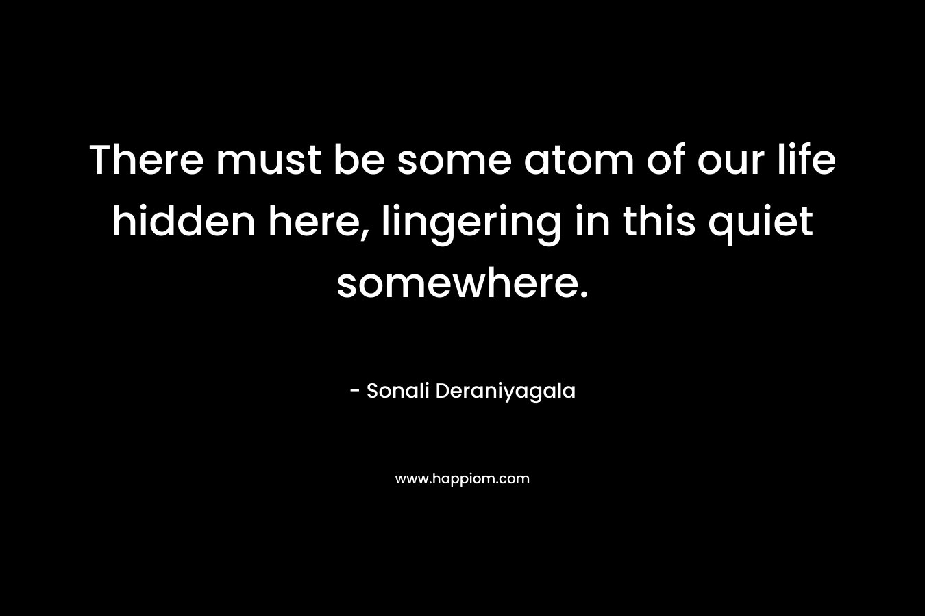There must be some atom of our life hidden here, lingering in this quiet somewhere. – Sonali Deraniyagala
