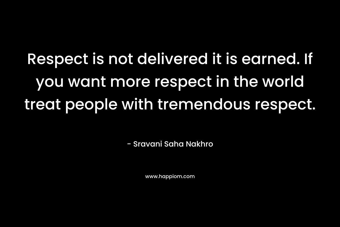Respect is not delivered it is earned. If you want more respect in the world treat people with tremendous respect.
