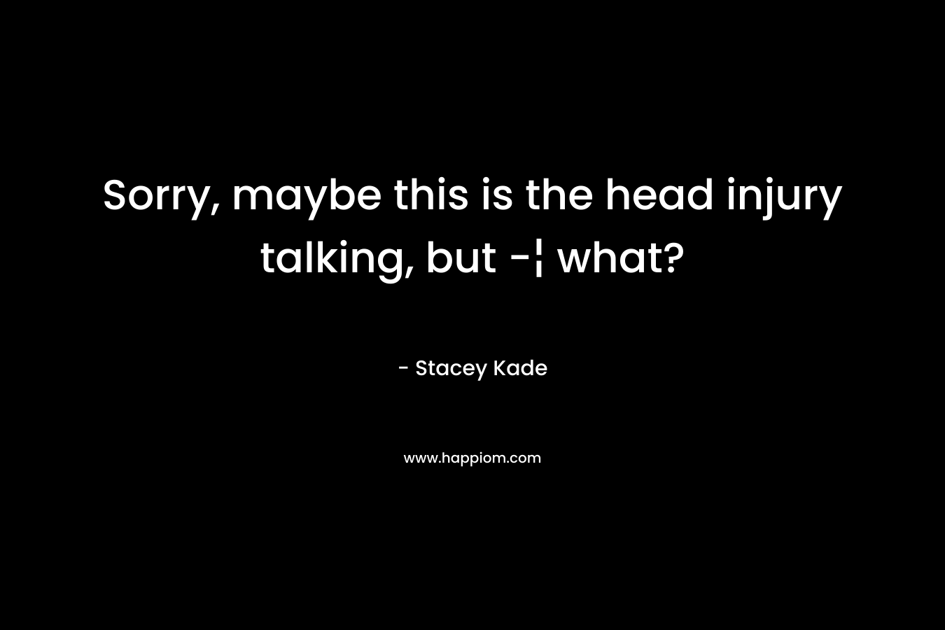 Sorry, maybe this is the head injury talking, but -¦ what? – Stacey Kade
