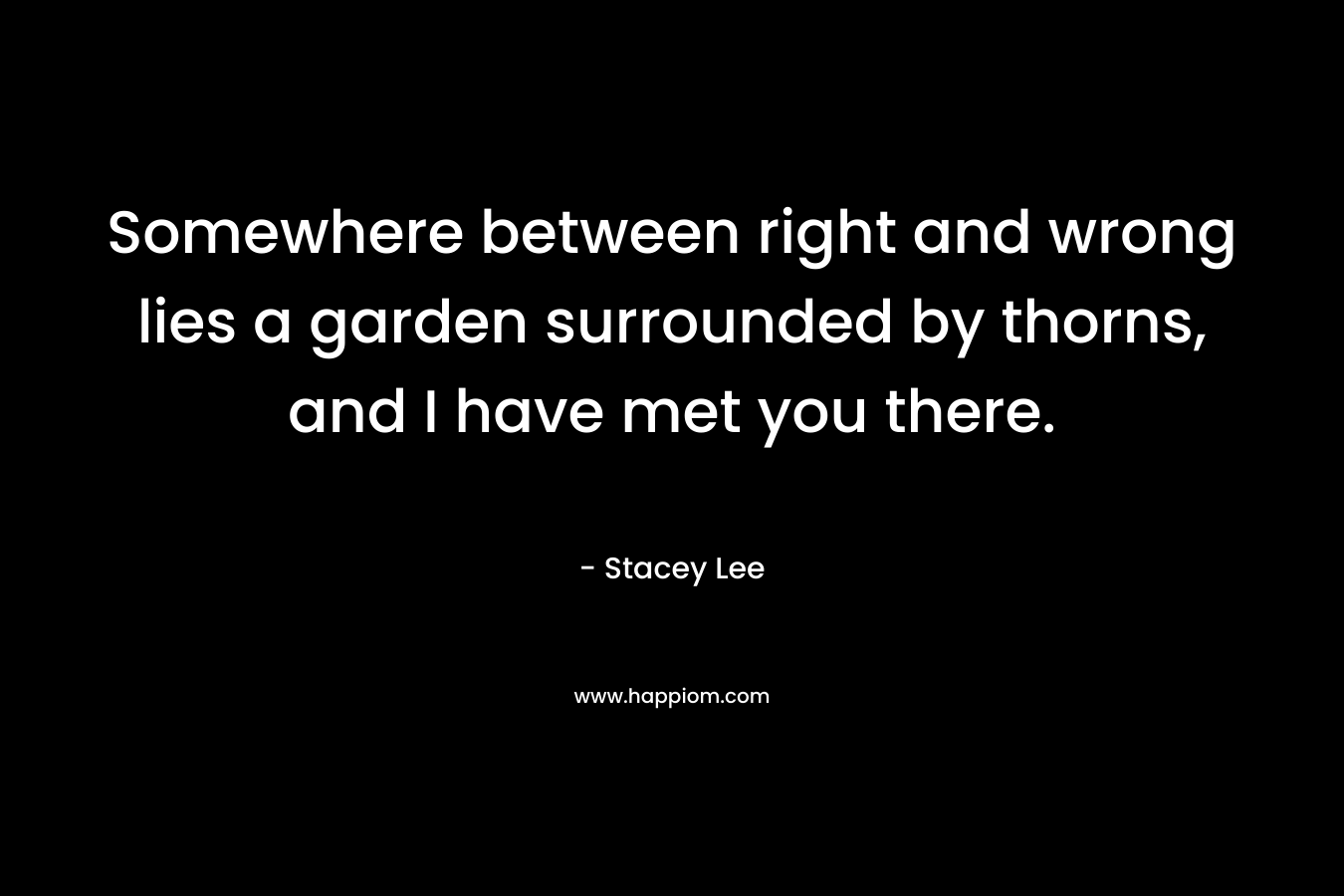 Somewhere between right and wrong lies a garden surrounded by thorns, and I have met you there.