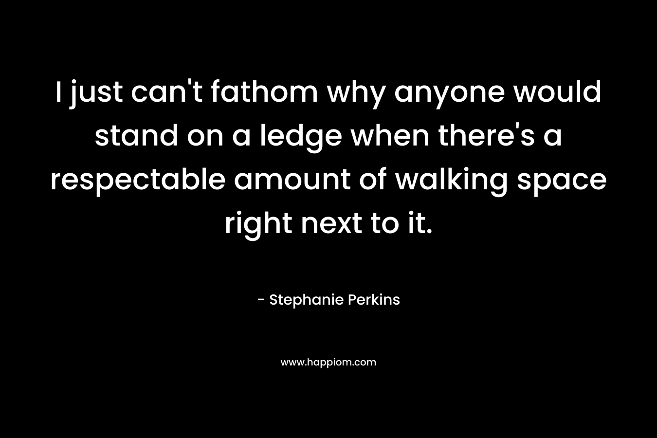 I just can’t fathom why anyone would stand on a ledge when there’s a respectable amount of walking space right next to it. – Stephanie Perkins