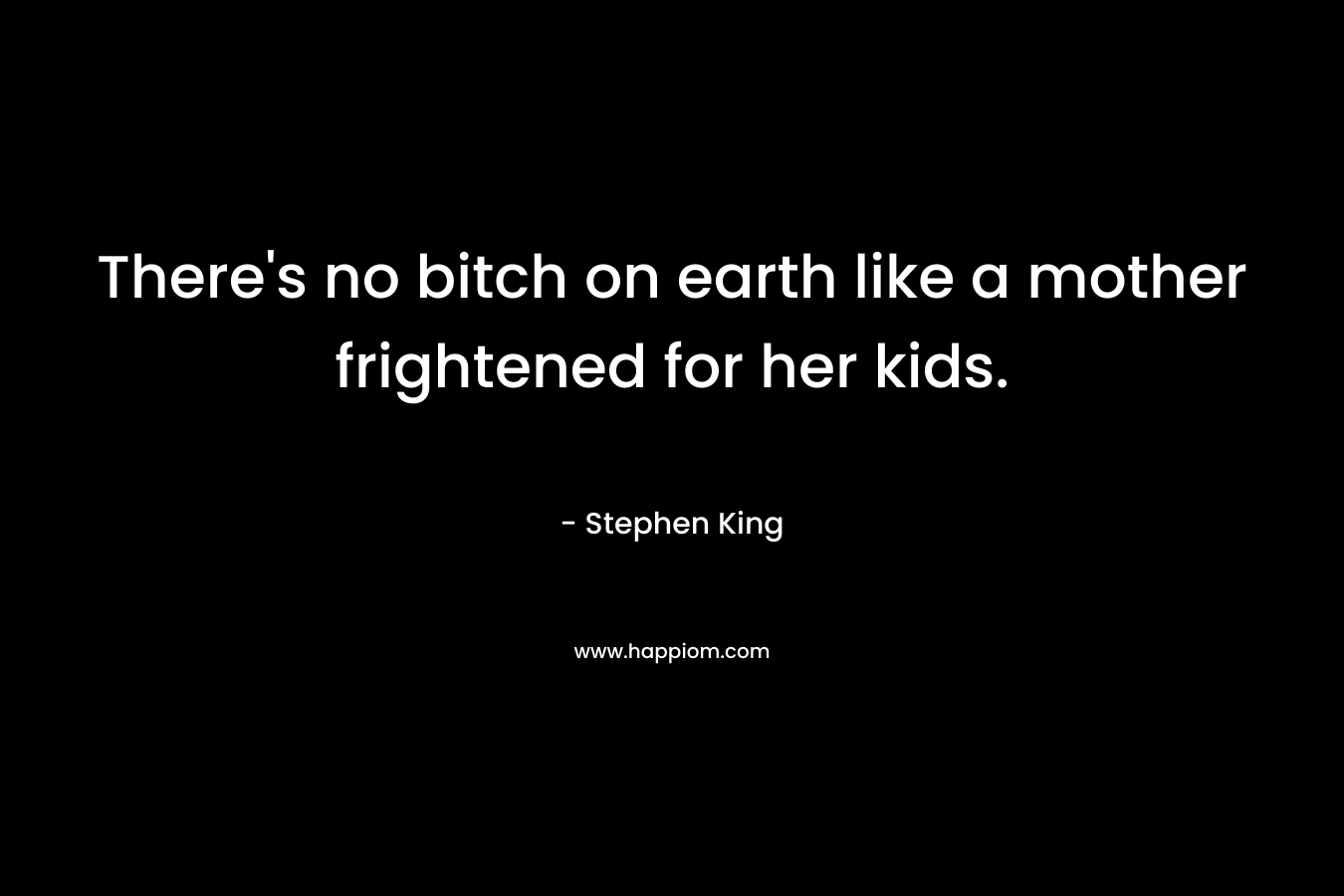 There’s no bitch on earth like a mother frightened for her kids. – Stephen King