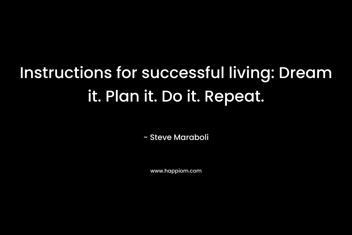 Instructions for successful living: Dream it. Plan it. Do it. Repeat.