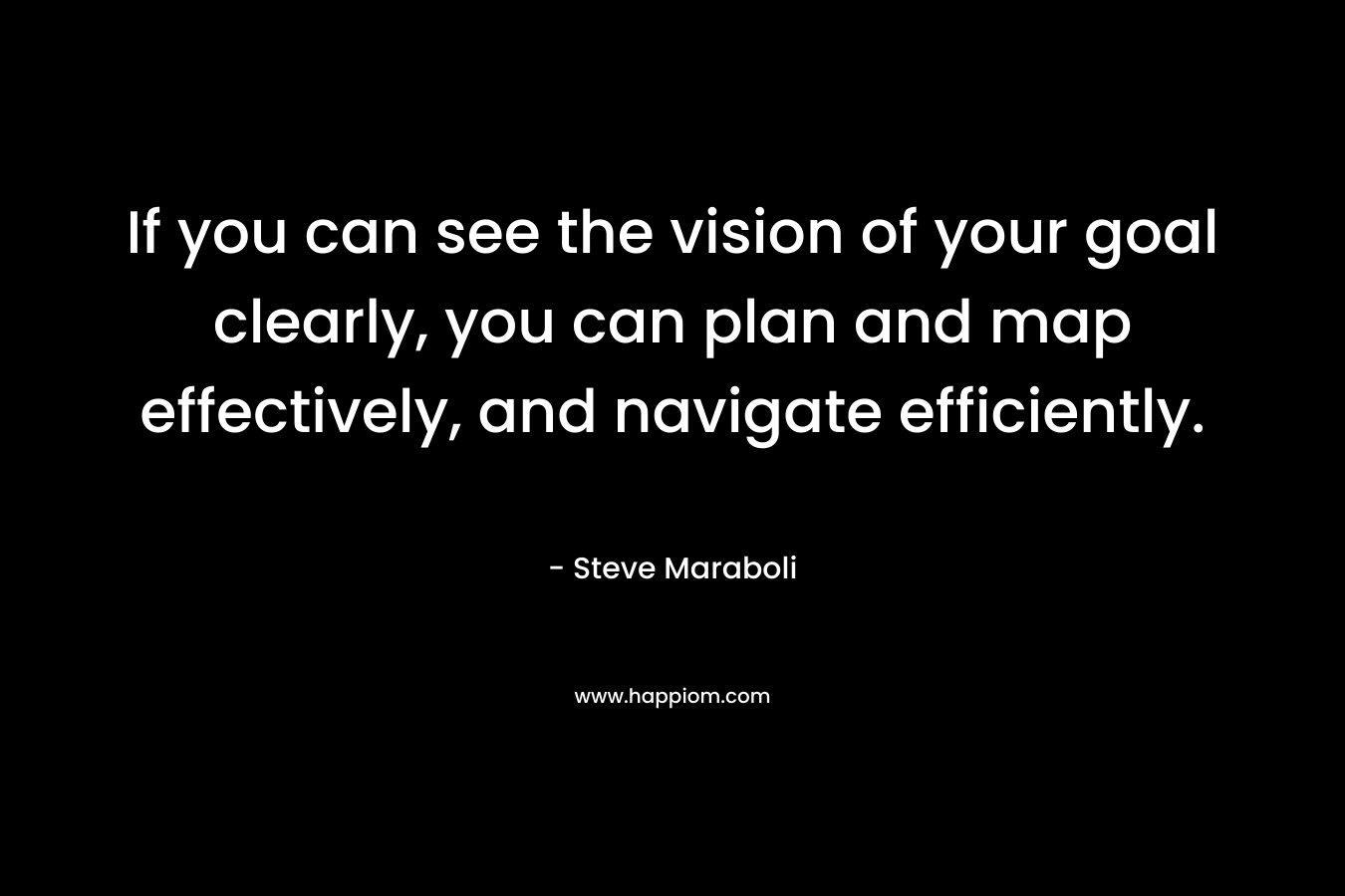 If you can see the vision of your goal clearly, you can plan and map effectively, and navigate efficiently. – Steve Maraboli