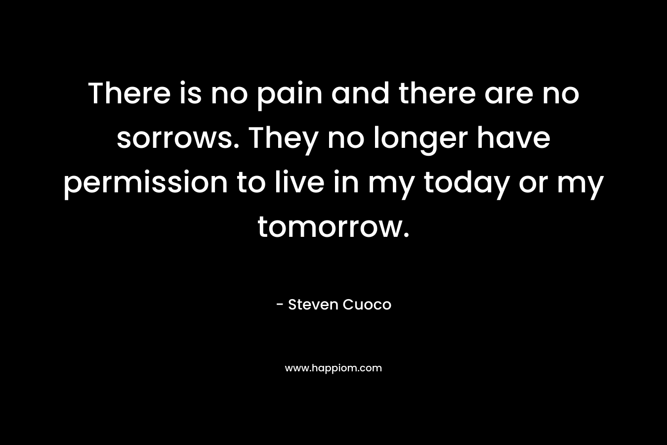 There is no pain and there are no sorrows. They no longer have permission to live in my today or my tomorrow. – Steven Cuoco