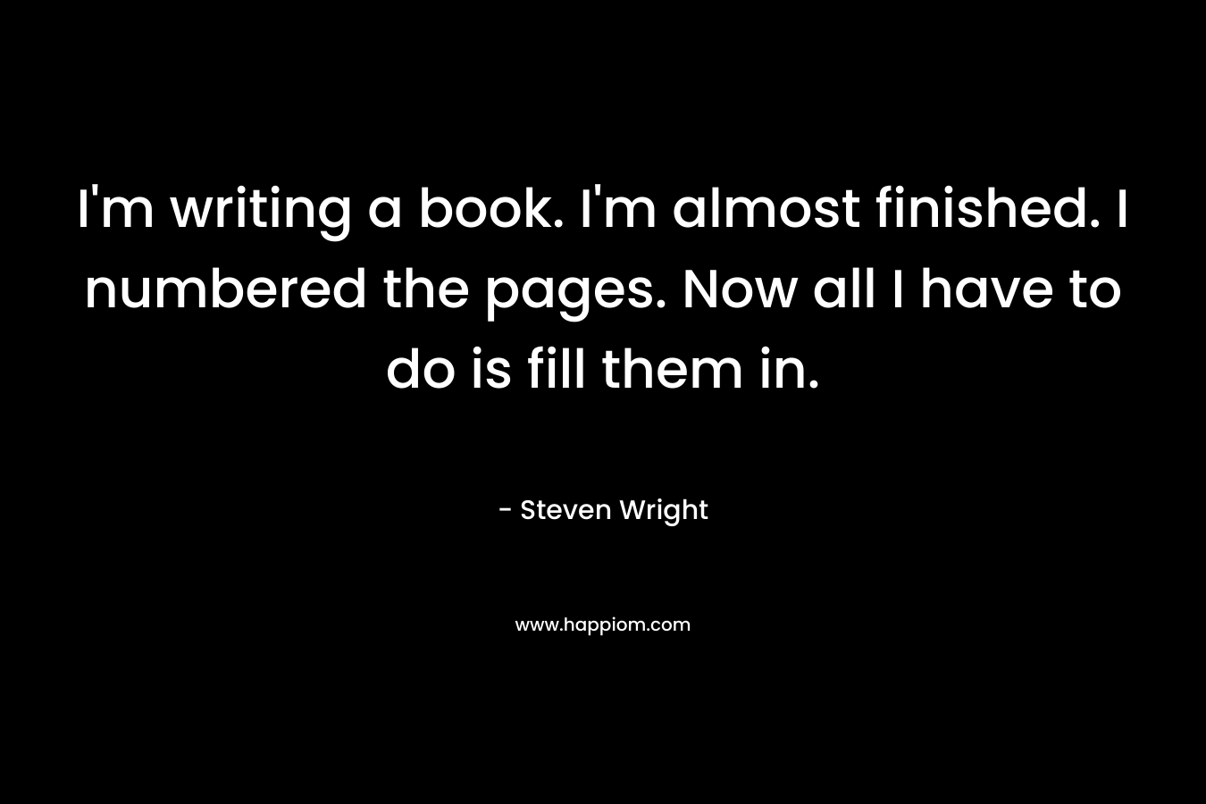 I’m writing a book. I’m almost finished. I numbered the pages. Now all I have to do is fill them in. – Steven Wright