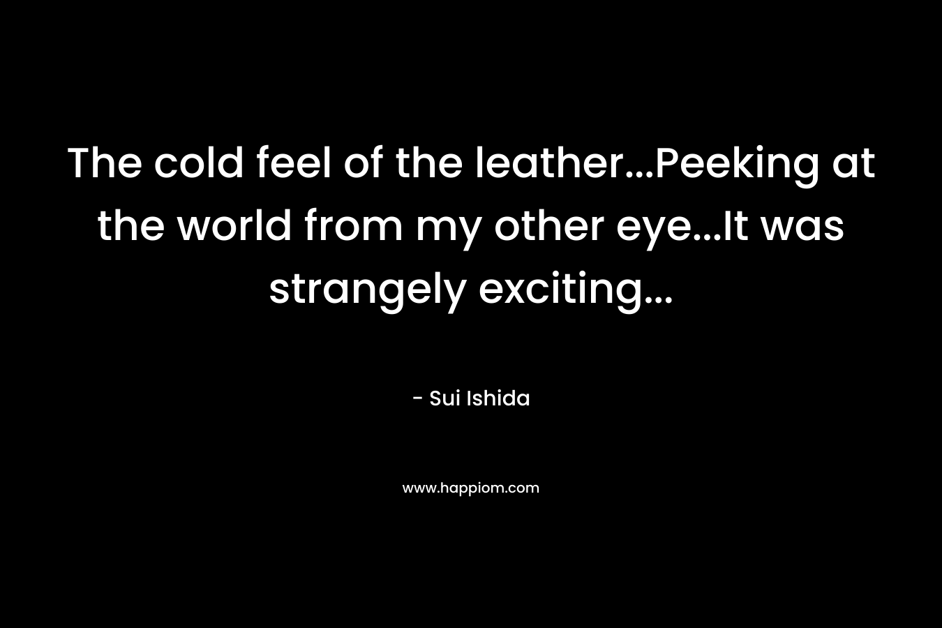 The cold feel of the leather…Peeking at the world from my other eye…It was strangely exciting… – Sui Ishida
