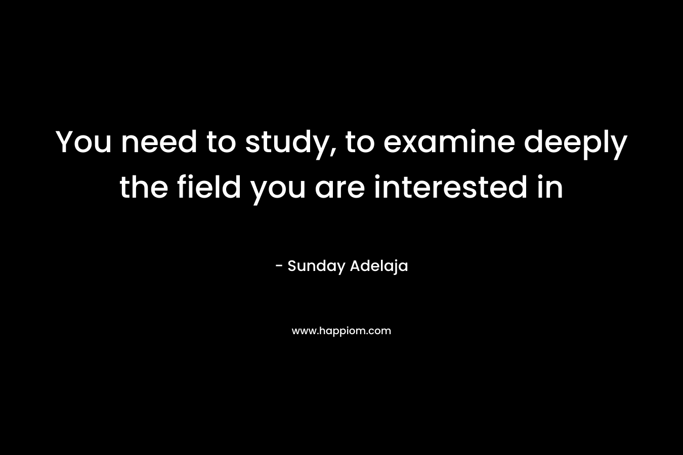 You need to study, to examine deeply the field you are interested in – Sunday Adelaja