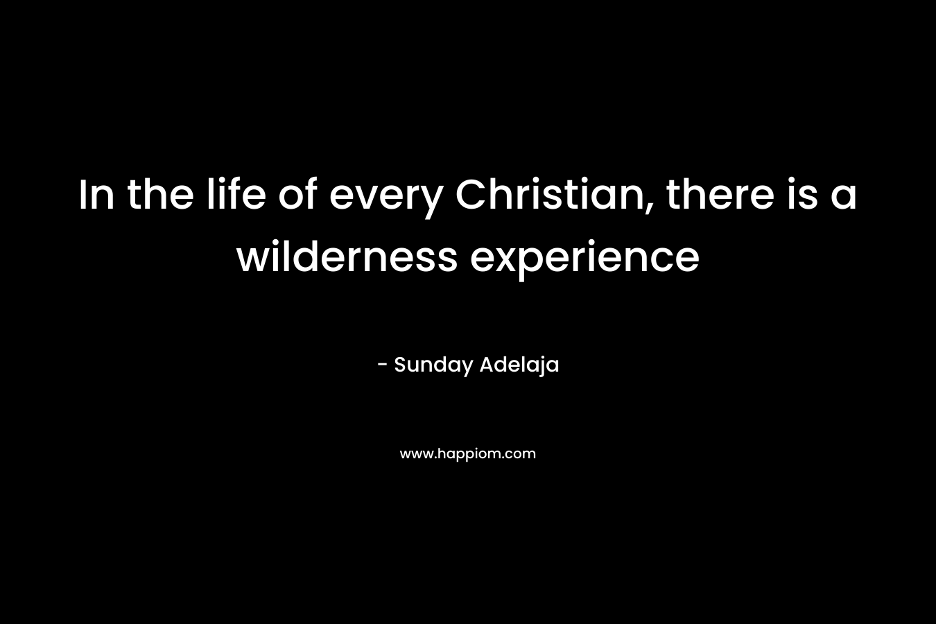 In the life of every Christian, there is a wilderness experience