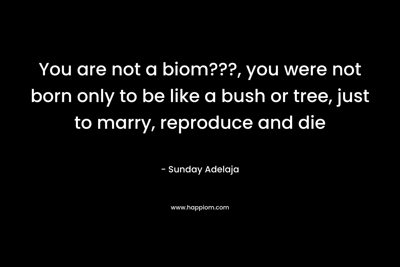 You are not a biom???, you were not born only to be like a bush or tree, just to marry, reproduce and die – Sunday Adelaja