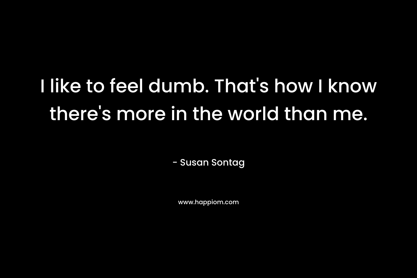 I like to feel dumb. That’s how I know there’s more in the world than me. – Susan Sontag