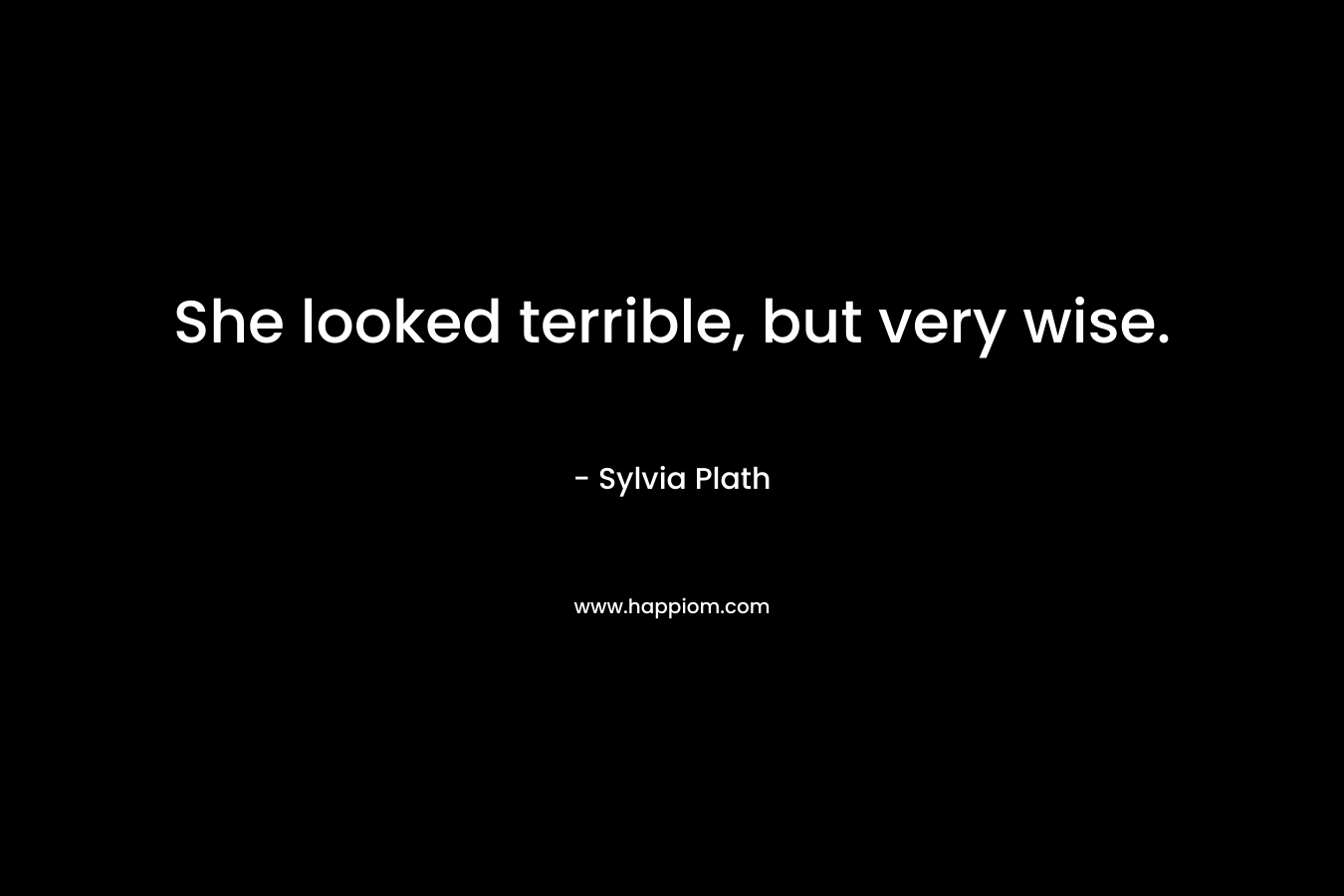 She looked terrible, but very wise. – Sylvia Plath