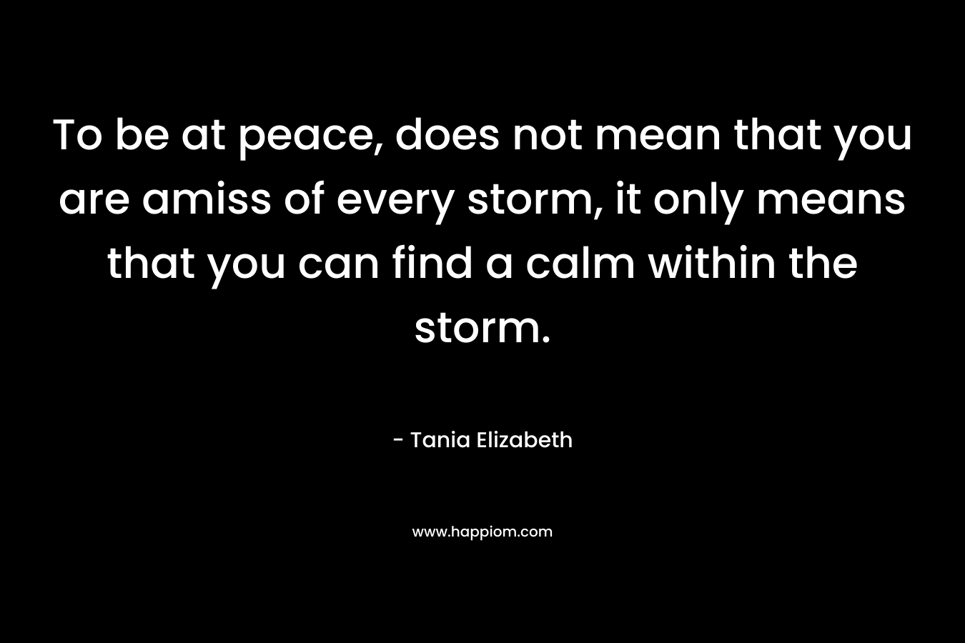 To be at peace, does not mean that you are amiss of every storm, it only means that you can find a calm within the storm.