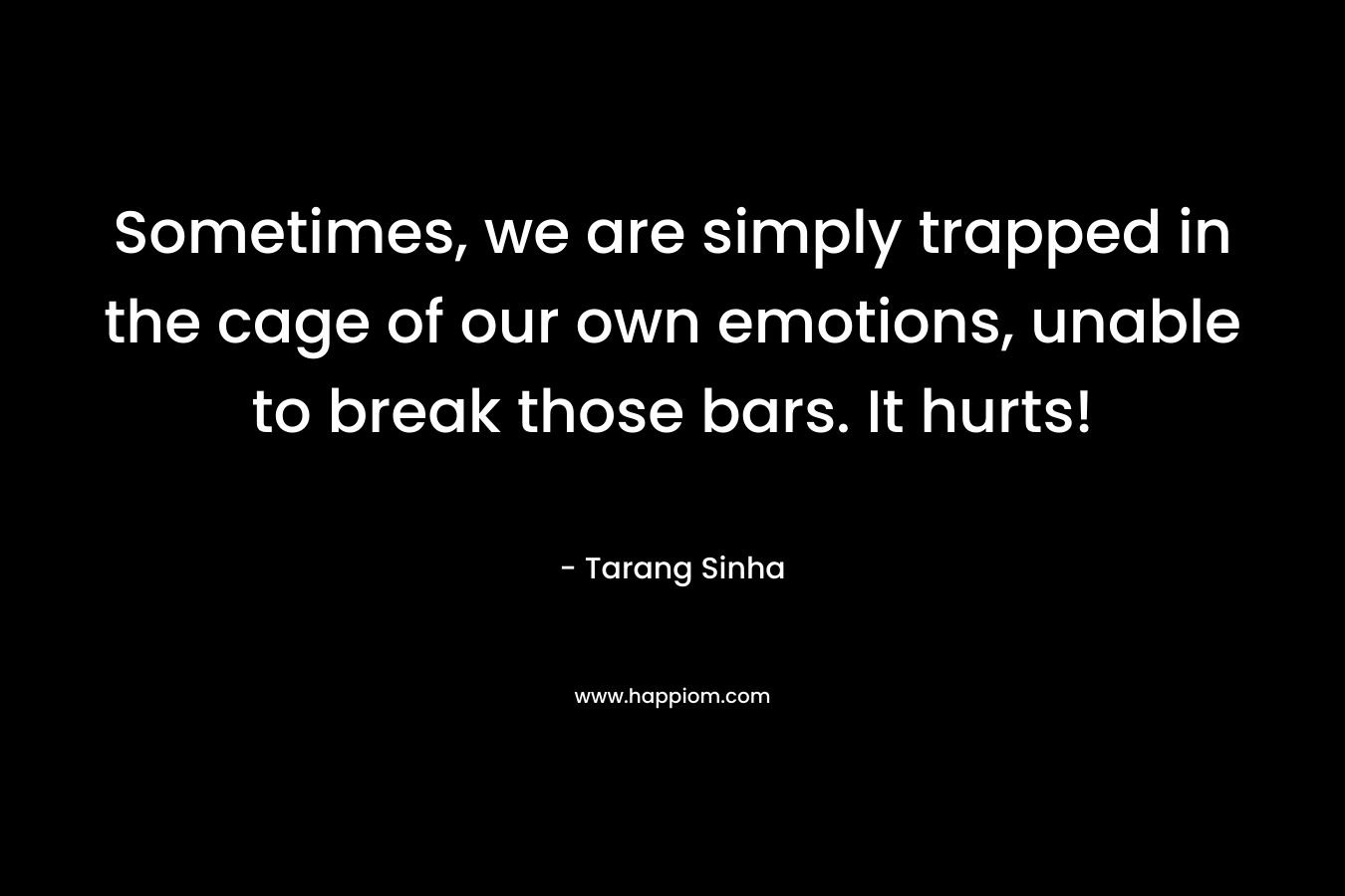 Sometimes, we are simply trapped in the cage of our own emotions, unable to break those bars. It hurts!