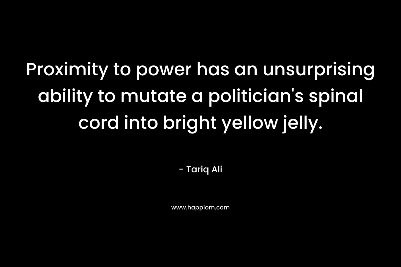 Proximity to power has an unsurprising ability to mutate a politician’s spinal cord into bright yellow jelly. – Tariq Ali