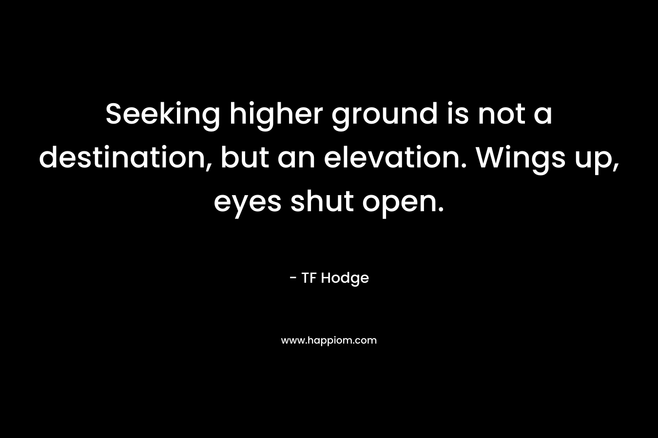 Seeking higher ground is not a destination, but an elevation. Wings up, eyes shut open.