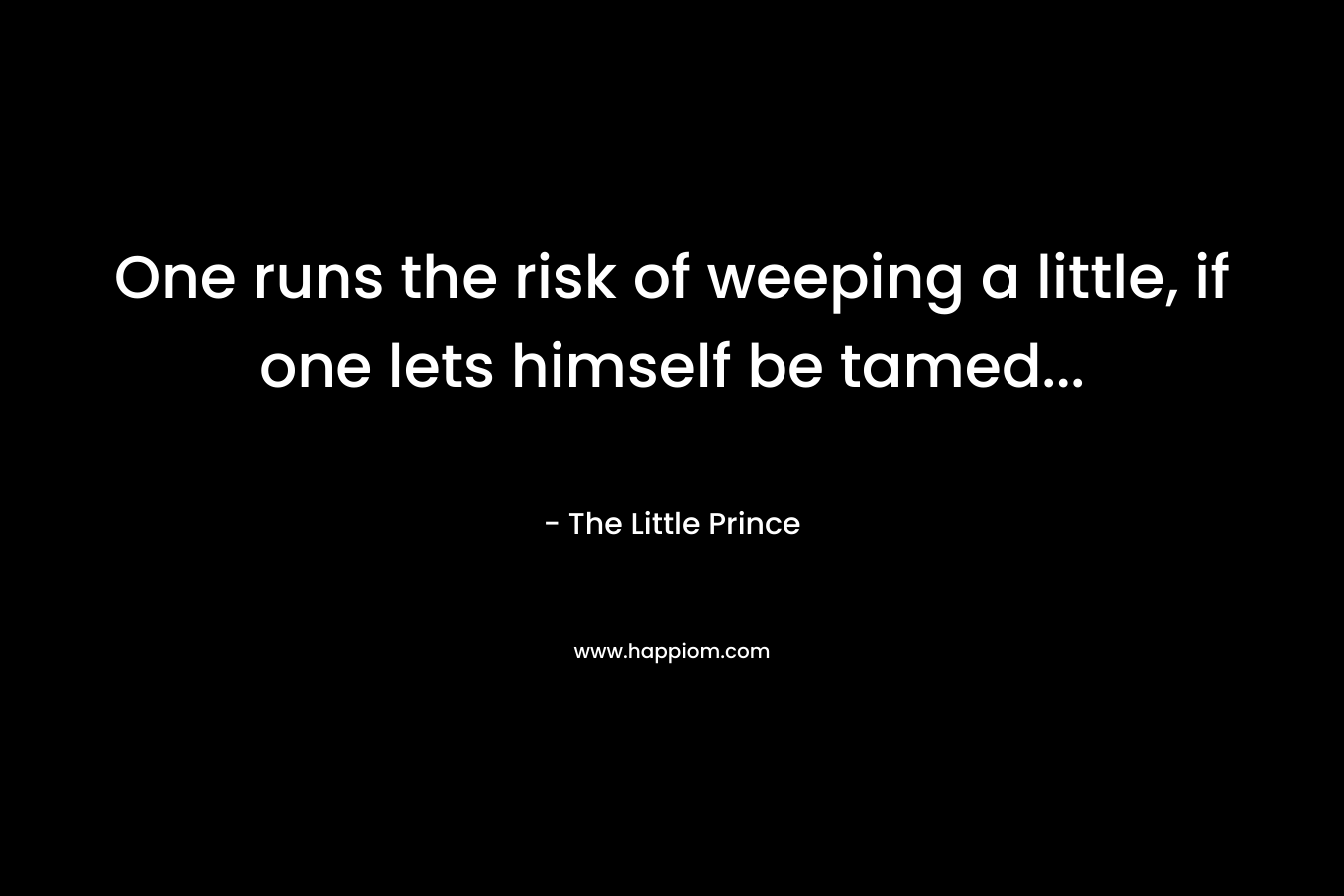 One runs the risk of weeping a little, if one lets himself be tamed… – The Little Prince