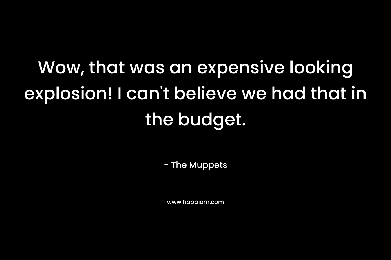 Wow, that was an expensive looking explosion! I can’t believe we had that in the budget. – The Muppets