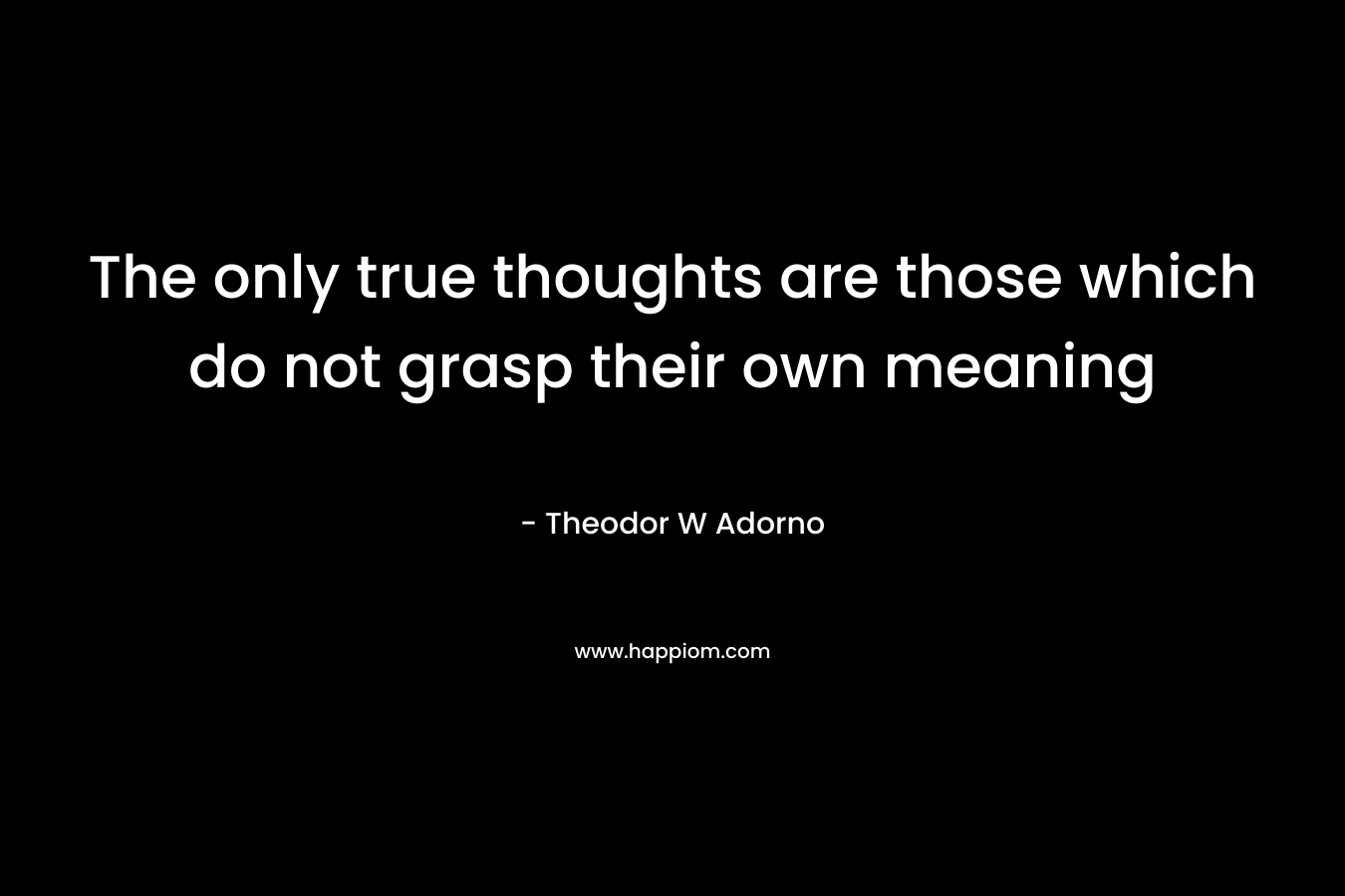 The only true thoughts are those which do not grasp their own meaning – Theodor W Adorno