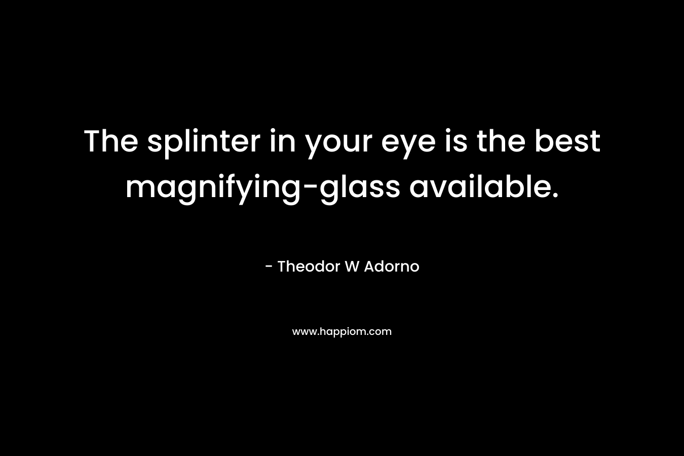 The splinter in your eye is the best magnifying-glass available. – Theodor W Adorno