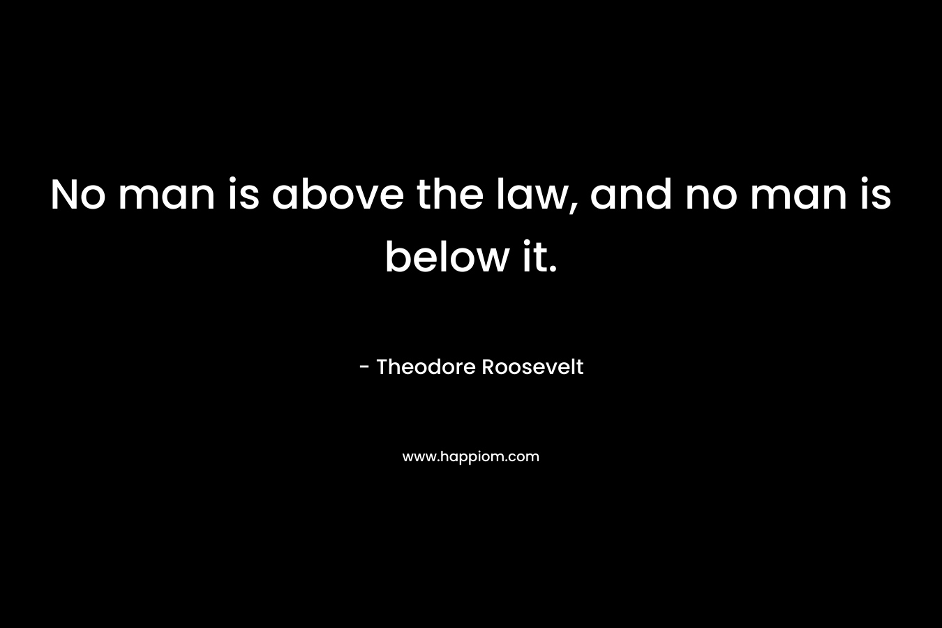 No man is above the law, and no man is below it. – Theodore Roosevelt