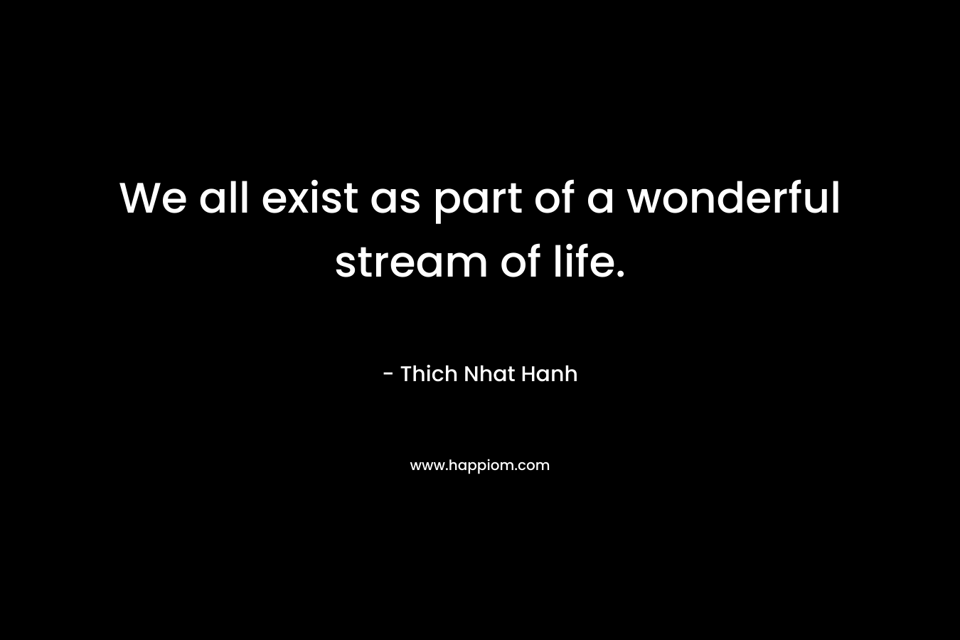 We all exist as part of a wonderful stream of life. – Thich Nhat Hanh