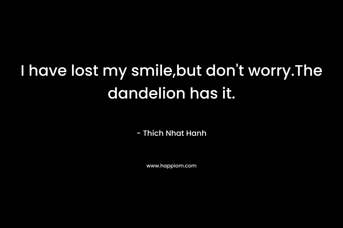 I have lost my smile,but don’t worry.The dandelion has it. – Thich Nhat Hanh